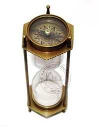 Nautical Antique Two Sided Compass Sand Timer