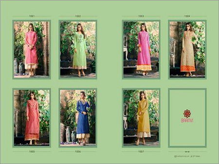 Modal Chanderi Cotton Suit - XL, Multicolor with Mirror, Moti & Gota Patti Work, Handcrafted Details