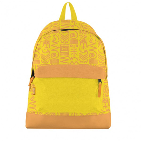 Aztec Print Canvas Bookbag - Zipper Top, Customizable Color & Design Options in Vibrant Yellow Orange