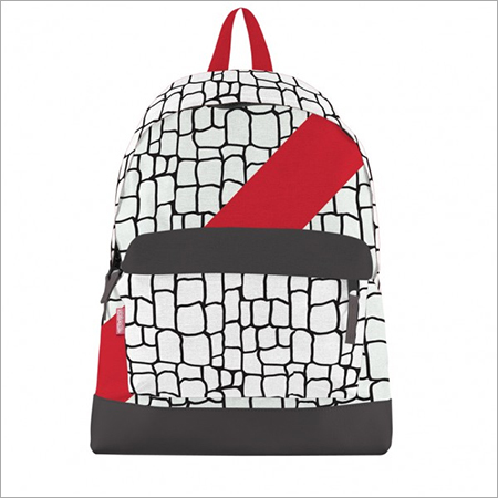 Black & White Crock Print with Red Slash Canvas Bookbag