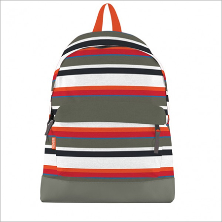 Orange, Grey Black Striped Canvas Bookbag