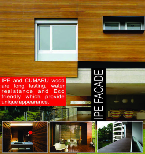 Wood Wall Cladding - IPE and Cumaru Wood 141x13mm Brown Weatherproof Durable Eco-Friendly Design
