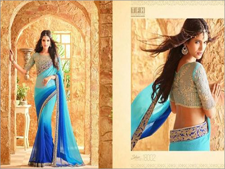 Blue Shaded Colour Designer Saree Online