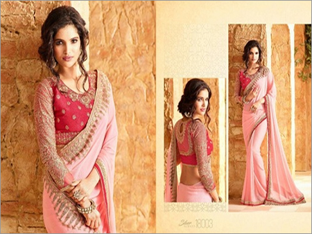 Baby Pink Buy Embroidered Blouse Saree Online