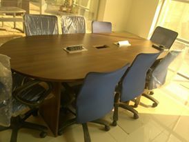 Conference Table - Wood Material | Oval Shape Polished Finish Smooth Edges Elegant Design Durable Build