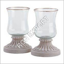 Wooden Candle Holder with Glass