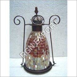 Silver Mosaic Decorative Glass Lantern