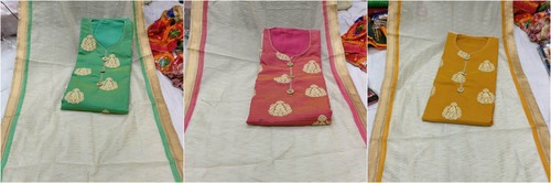 chanderi suit with santoon bottom