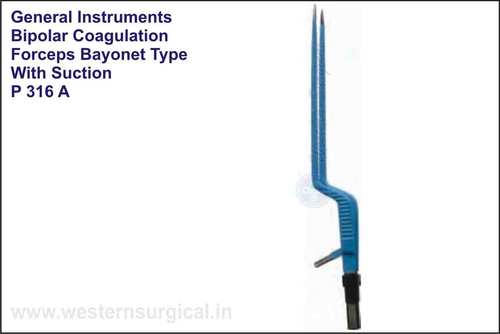 Bipolar Coagulation Forceps Bayonet Type With Suct