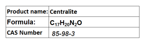 Centralite - Crystalline Ethyl Centralite, CââHââNâO, CAS 85-98-3 | Burning Rate Moderator, Stabilizer, Plasticizer