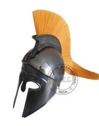 Black Corinthian Helmet With Yellow Plume