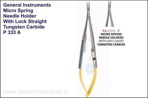 MICRO SPRING NEEDLE HOLDERS WITH LOCK STRAIGHT & CURVED - TUNGSTEN CARBIDE