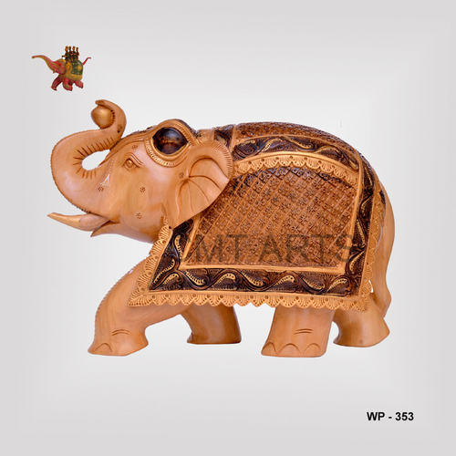 Wooden Carving Elephant - Cedar Material, Sizes 8/10/12 Inches | Handcrafted, Painted, Customized for Gifts & Home Decor
