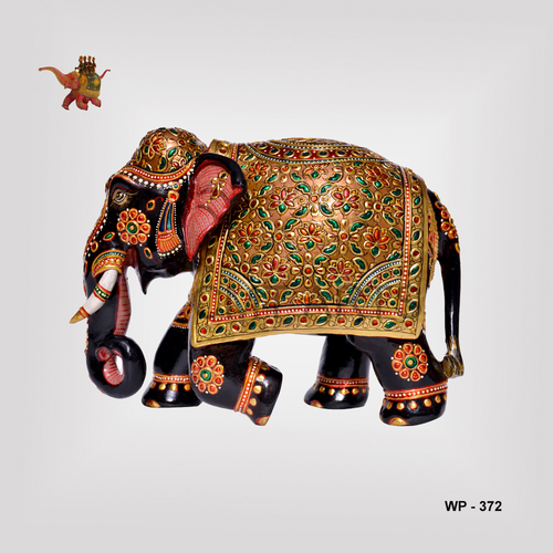 Cedar Wooden Emboss Painted Elephant