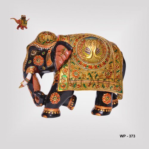 Cedar Wooden Meenakari Painting Elephant