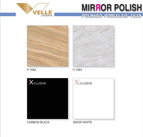 Porcelain Tiles - 600x600 mm, Polished Finish | Stain Resistant, Antibacterial, Heat Insulation, Smooth Texture, High Strength