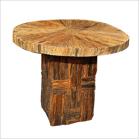 Round Shape Railroad Tie Wood Tables