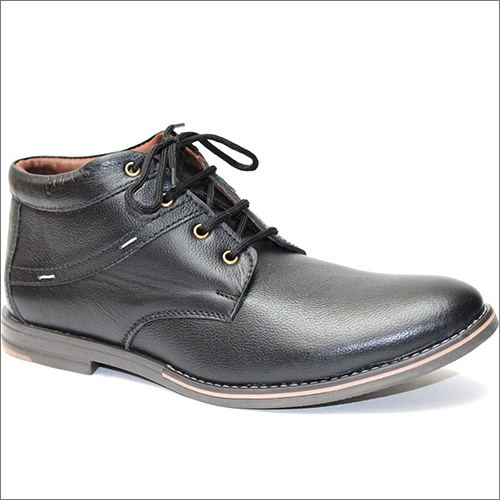 Molessi Black High Ankle Leather Shoe