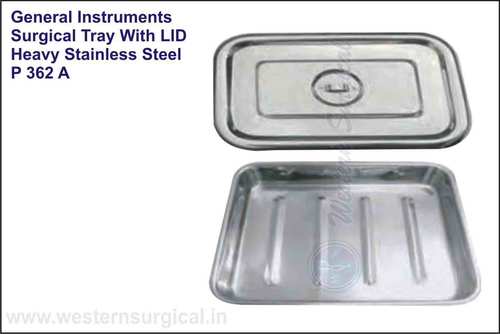 Surgical Tray With Lid Heavy Stainless Steel - Color: Silver