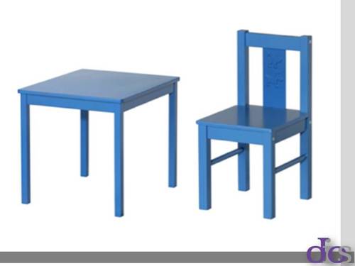 Agnese - Wood Table & Chair, Blue | Durable, Comfortable, Space-Saving, Termite-Resistant, Customizable