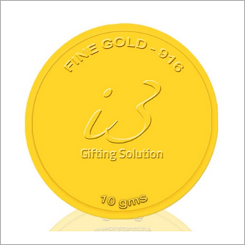 Golden Customised 10 Gm Gold Coin-916 Purity
