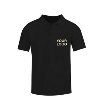 Black Cotton Collar Neck T-Shirt Size: Small