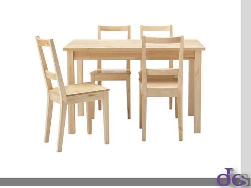 Amerigo - Pine Wood Chair 45x45x90cm, Table 120x80x75cm, Natural Finish | Durable Wood, Stylish Design, Comfortable Seating, Easy Assembly, Space Saving