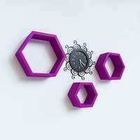 Desi Karigar Wall Mount Shelves Hexagon Shape Set of 3 Purple Wall Shelves