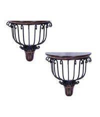 Desi Karigar Brown Beautiful Wooden Wall Bracket - Set Of 2