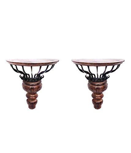 Desi Karigar Beautiful Wrought Iron Wall Hanging Shelve a unique Wall Decor Pack of 2