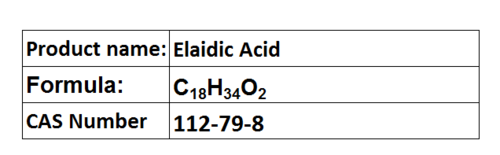 Elaidic Acid - Colorless Solid, C18H34O2, CAS 112-79-8 | Unsaturated Fat, 99% Purity, Melting Point 43-45°C