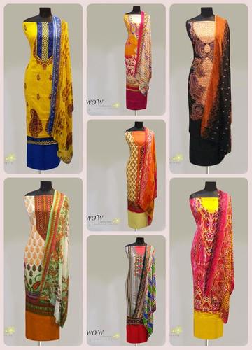 cotton suit with chiffon suit - Pure Cotton Top & Bottom, Multicolor, Chiffon Dupatta | Stylish Design, Saturday Delivery