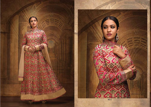 Pink And Golden Bridal Gown