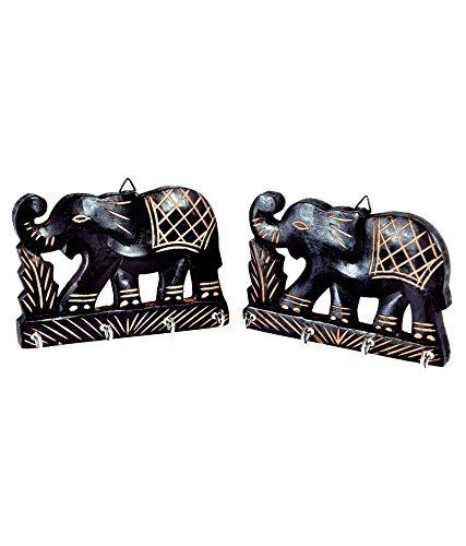 Desi Karigar Wall Hanging Key holder with key hooks in Elephant Shape A perfect key holder Set Of 2