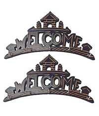 Desi Karigar Beautiful wooden Wall Hanging Key holder (Welcome) . A perfect key holder Set Of 2