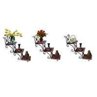 Desi Karigar Beautiful Wooden Wall Hanging Shelf a unique Wall Art in stair Shape - Set of Three