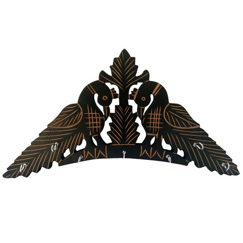Desi Karigar Handmade Wooden Key Hanger Holder Wall Decor Peacock
