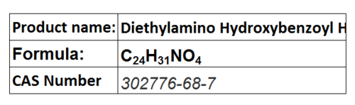Diethylamino Hydroxybenzoyl Hexyl Benzoate - White Powder, CAS 302776-68-7 | UVA Absorption Max 354 nm, Sunscreen Ingredient, 99% Purity