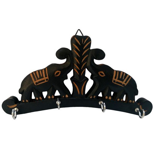 Desi Karigar Wooden Key Hanger Wall Hanging Decor Elephant Small