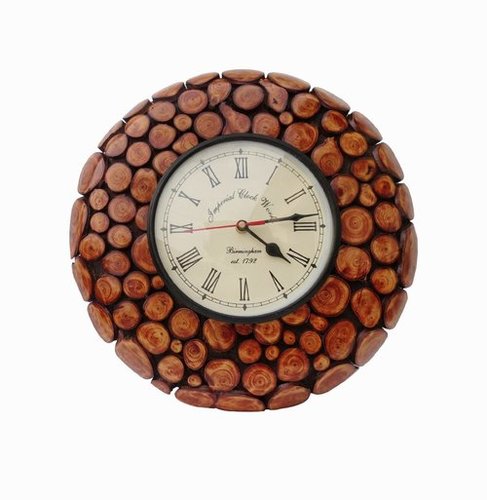 Desi KarigarRound Shape Design Wall Hanging Wooden Clock