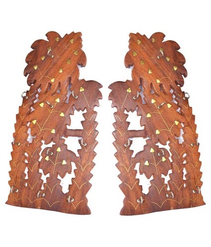 Desi Karigar Brown Wooden Wall Hanging - Set of 2