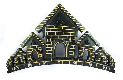 Desi Karigar Beautiful Home shaped wooden wall key hanger panel