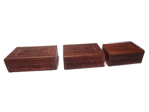 Desi Karigar Set Of Three fully carved jewellery boxes