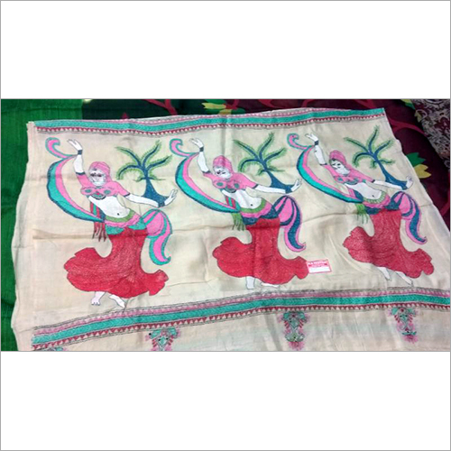 Indian Handloom Sarees - Cotton, Embroidered Design | White and Red, Bangali Style with Thread Work and Lace Closure