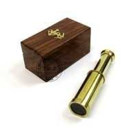 Brass Pullout Telescope With Wooden Box