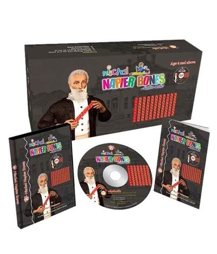 Napier Bones - Wooden and Cardboard, 11 Multiplication Bones in Red | Educational Fun, Hands-on Learning, Mental Arithmetic Aid, Includes DVD & Manual
