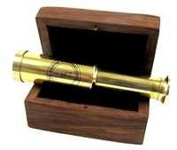 Nautical Brass Telescope With Wooden Box