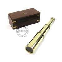 Nautical Brass Telescope With Wooden Box