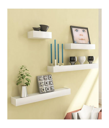 Desi Karigar White Engineered Wood Wall Shelves - Set Of 4