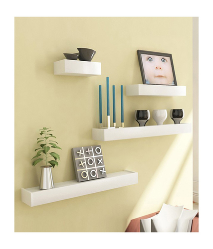 Desi Karigar White Engineered Wood Wall Shelves - Set of 4